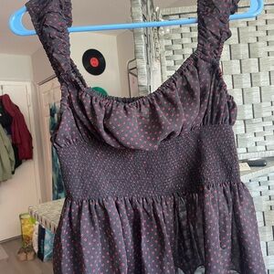 Urban Outfitters Black and Red Dotted Blouse